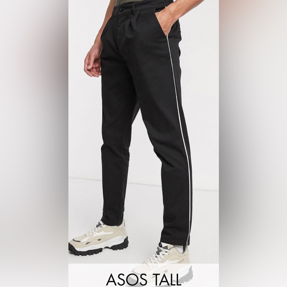 ASOS DESIGN Tall cigarette chinos with contrast piping